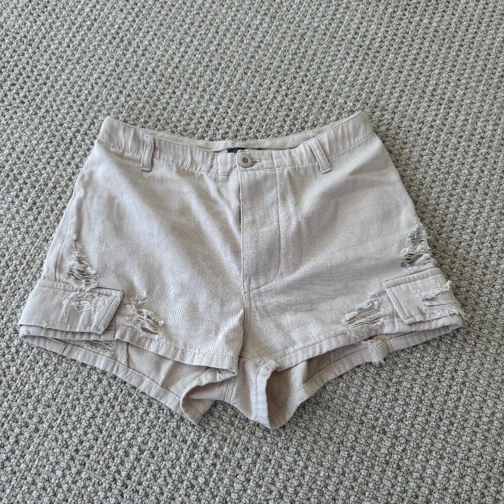 Carmar Tan distressed khaki shorts